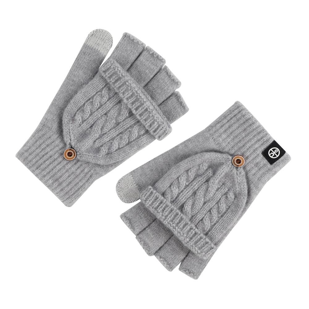Winter Flip Two Purpose Half Finger Gloves for Women Cold Proof and Warm Students Touch Screen Gloves Thickened Plush Finger Revet Gloves for Men
