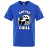 Coffee And Chill Kawaii Panda Clothes Men Oversized Tshirts Breathable Summer T-Shirts Cotton Streetwear Tops