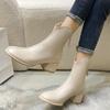 Autumn Women's Round Toe Chunky Heel Ankle Boots 2024 Winter New Back Zipper Chelsea Boots for Women Plus Size Heeled Shoes