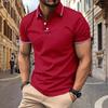New Arrival Men's Casual Polo Shirt Collar Patchwork with Ribbed Trim Button-Front Business Solid Colour Versatile T-Shirt