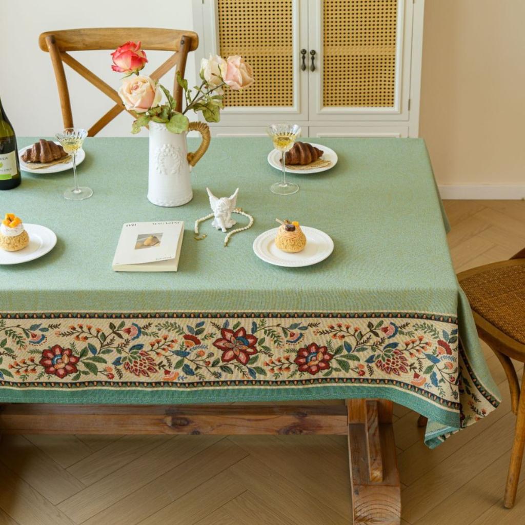 Скатерть для журнального столика Ткань Колокольчики Цветочный жаккард Загнутый край Литературная Прямоугольная Скатерть для обеденного стола