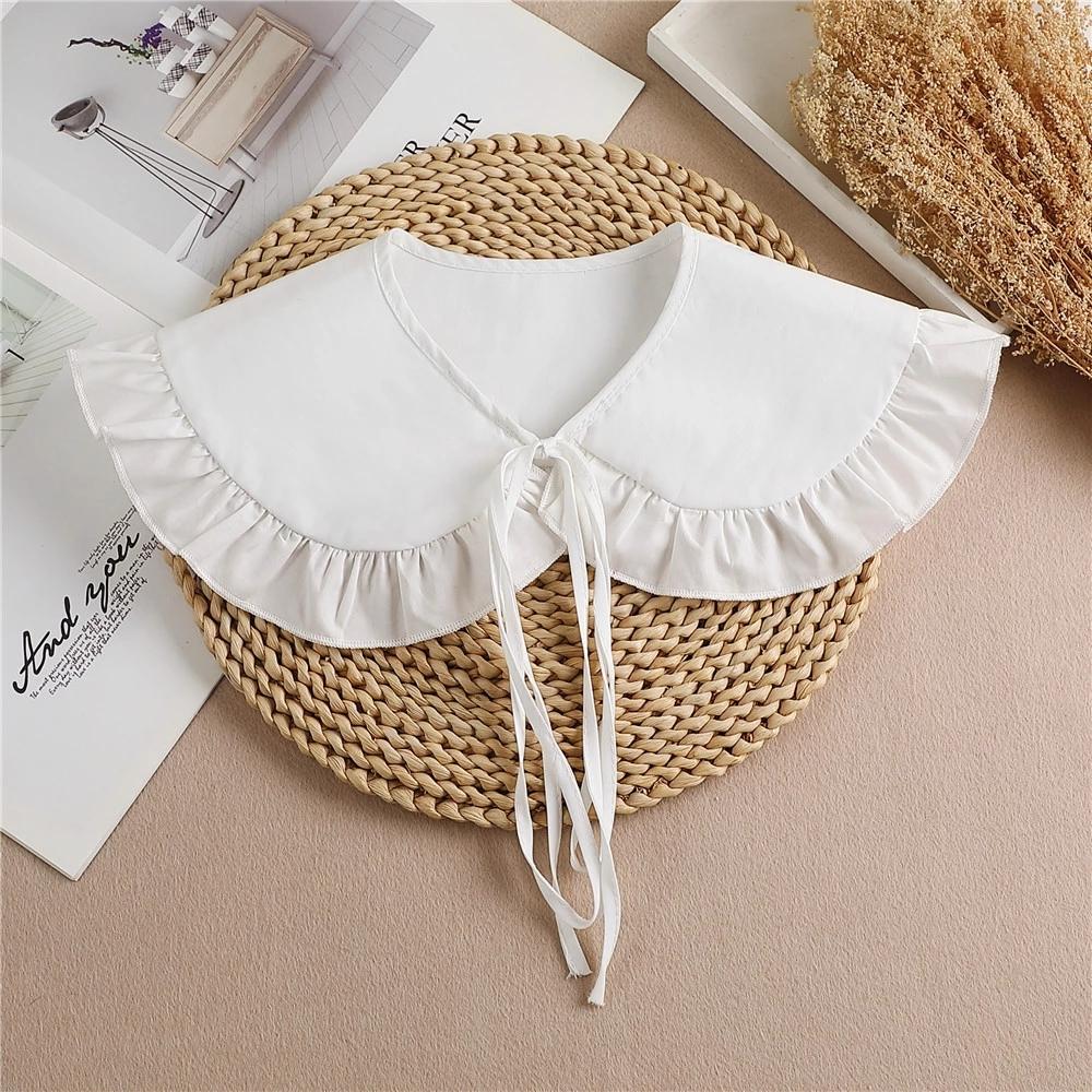 Linbaiway Lace Chiffon Doll Fake Collar Ladies Shawl Wrap Removable Detachable Embroidered False Collar Clothes Accessory