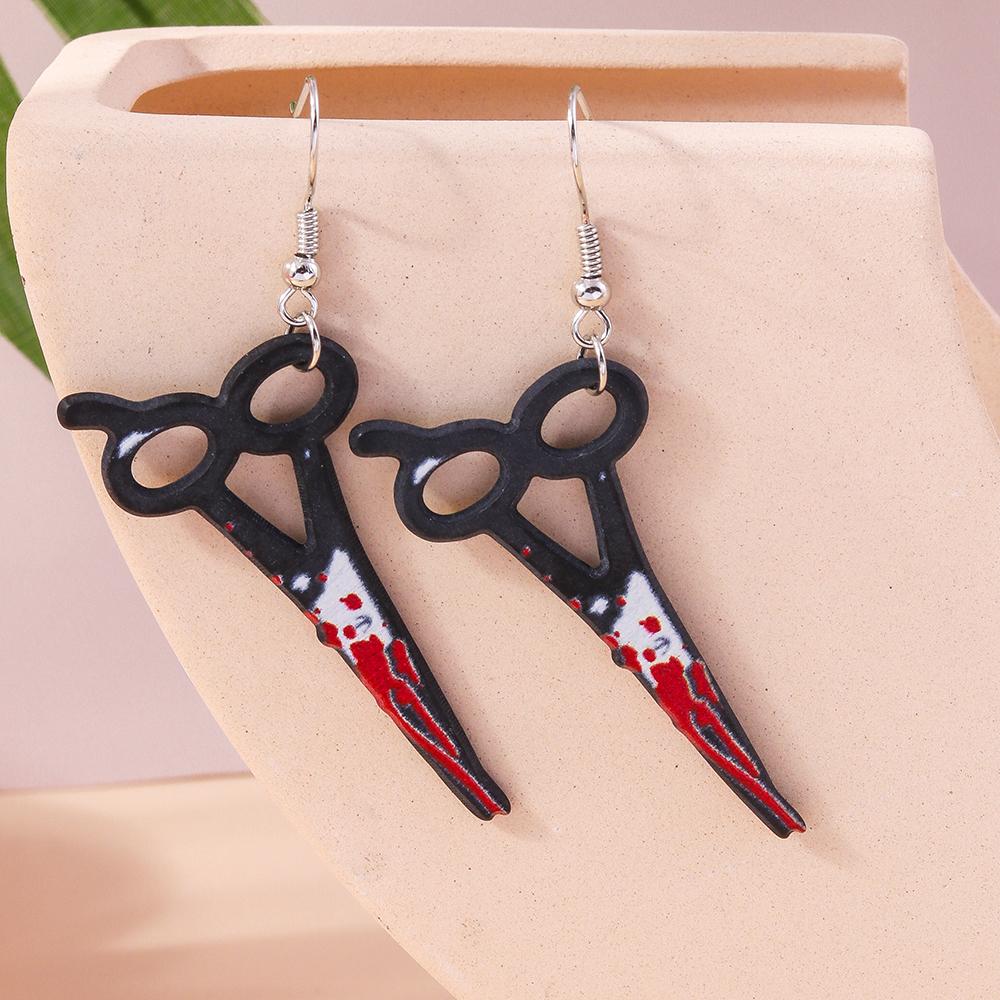Halloween Bloody Knife Drop Earrings Punk Scissors Saw Dangle Hooks Earrings for Women Girls Night Party Jewelry Gifts