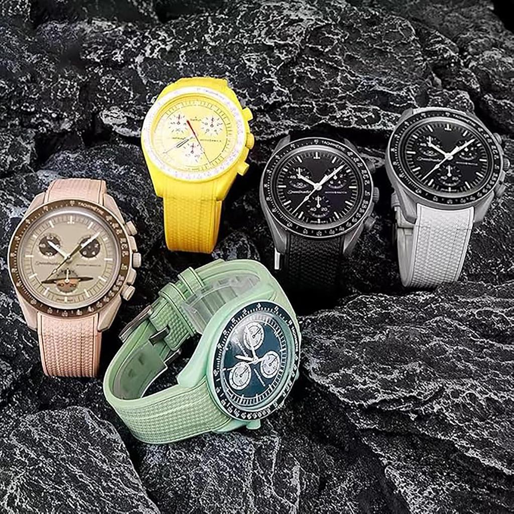 Ремешок для часов 20 мм для и резиновый ремешок для часов с силиконовым водонепроницаемым и включает инструмент для регулировки и пружину Omega, Swatch, MoonSwatch, Omega,