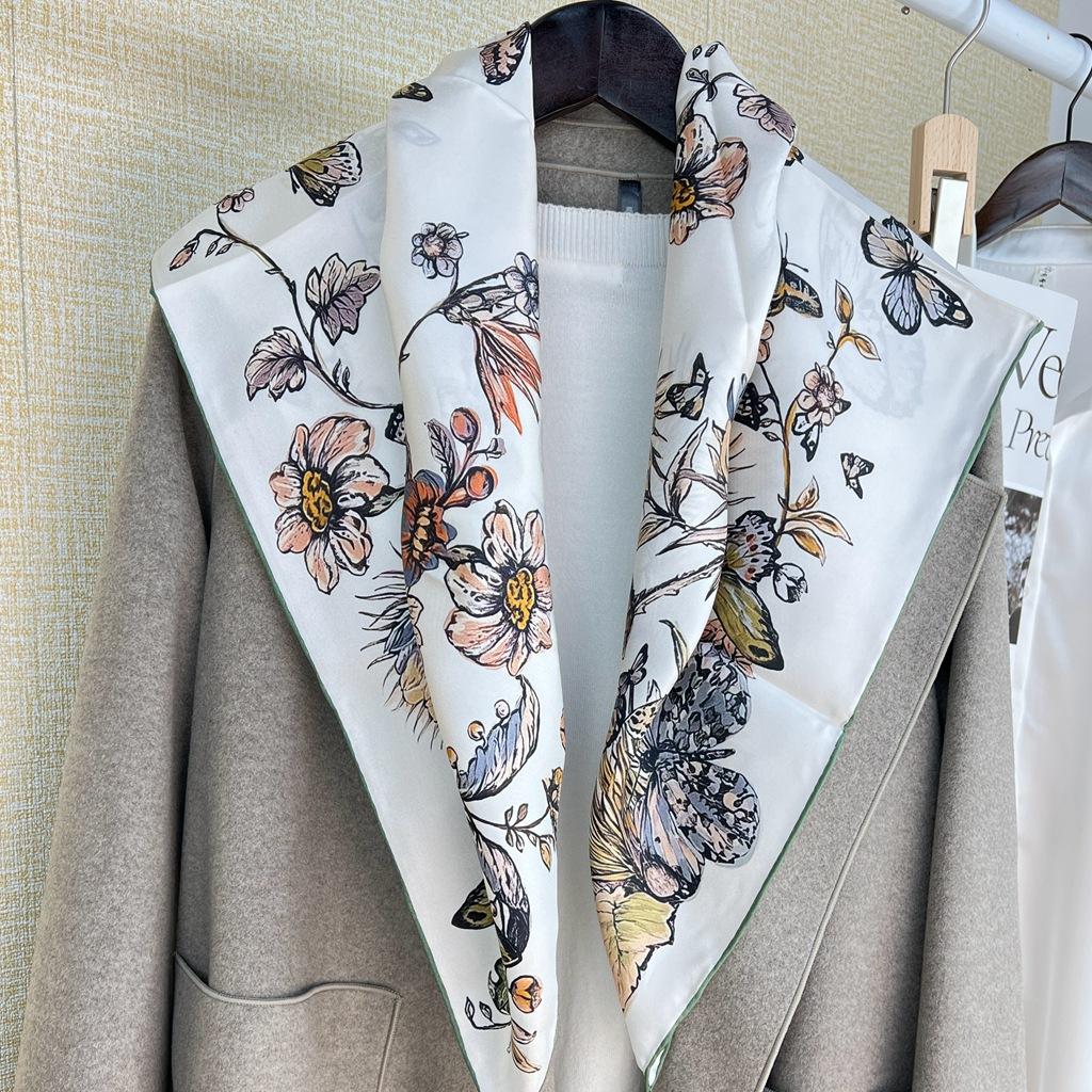 Silk High-End Silk Scarf Silk Women'S Spring And Autumn Versatile Foreign Style Square Scarf Mulberry Silk Scarf Shawl