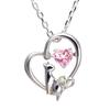 Necklace for Dancing Choice of Birthstone Pink August Peridot [Future Angel] Women, Heart, Cat, Stone, Silver, [Baby Color]
