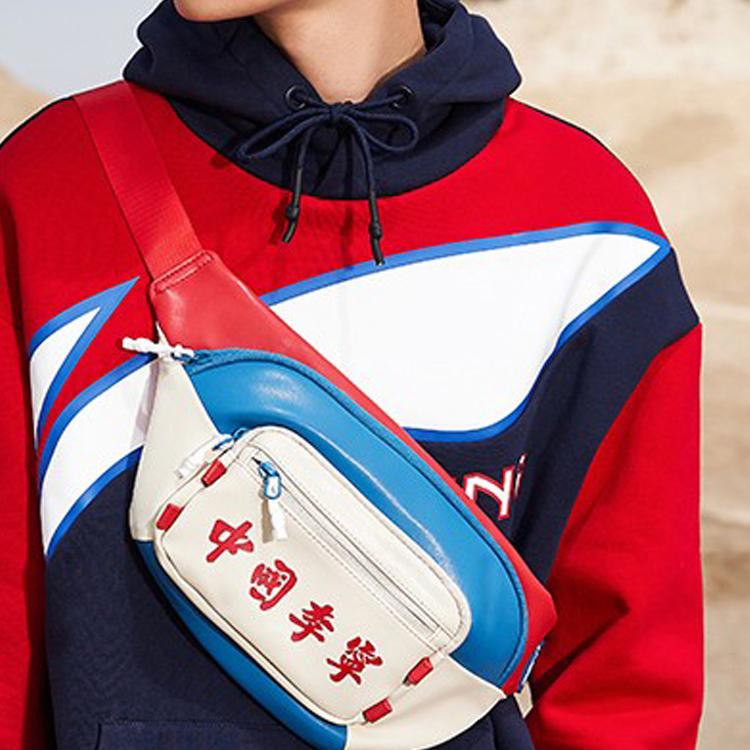 Li-Ning Спортивная Модная Серия Ретро Тренд Дизайн Color Block Полиуретан Синтетическая Кожа Наплечная Сумка Через Плечо Поясная Сумка Мужские Сумки ABLP032