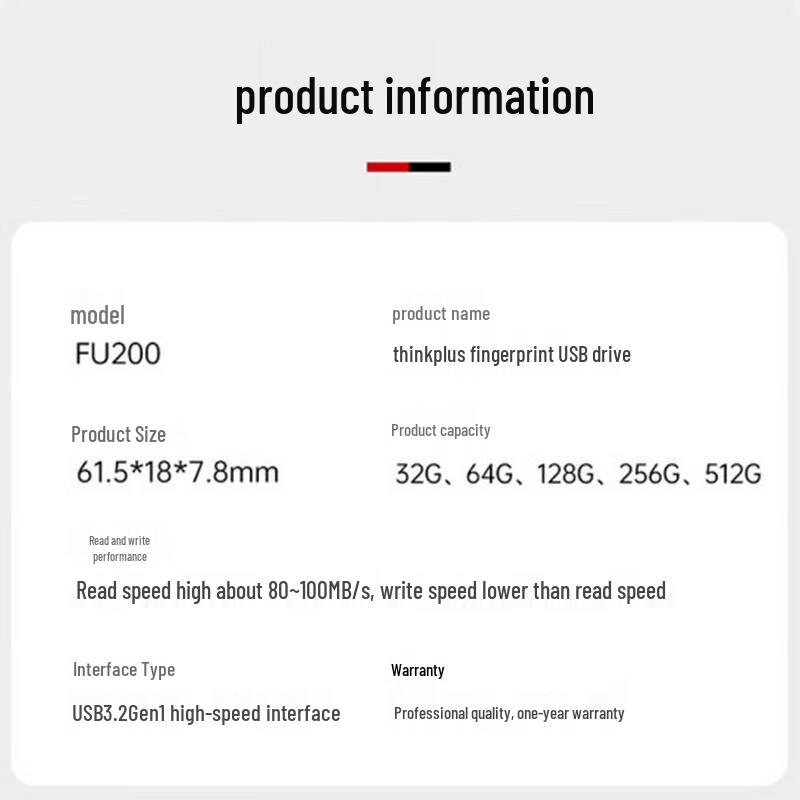 Lenovo USB3.2 Флеш-накопитель ThinkPlus FU200 с шифрованием по отпечатку пальца