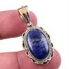 Natural Sodalite Gemstone 925 Solid Sterling Silver Two Tone Pendant 1.50" c4B99