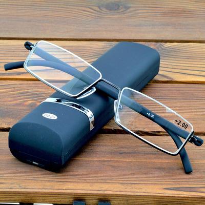 Портативные очки из сплава с черной оправой и линзами с многослойным покрытием, модные очки для чтения от +0,75 до +4 с ЧЕХОЛОМ