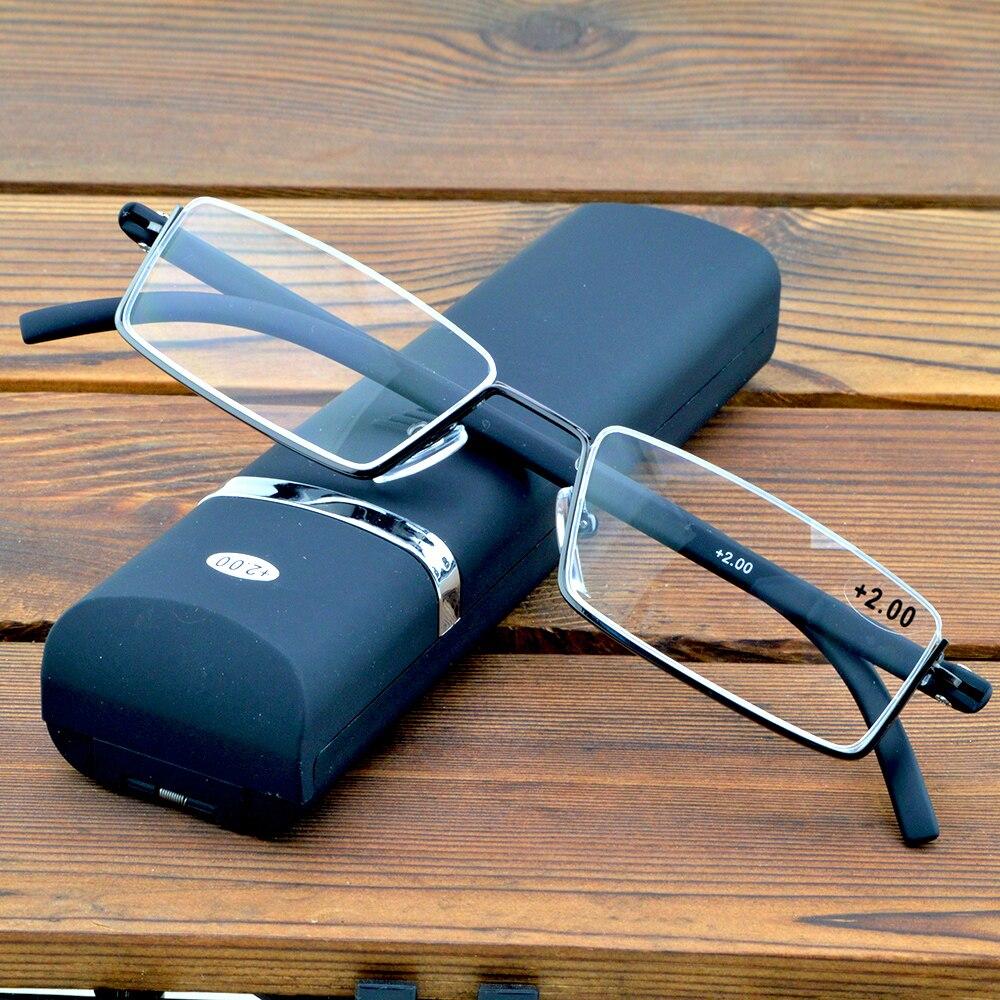 Портативные очки из сплава с черной оправой и линзами с многослойным покрытием, модные очки для чтения от +0,75 до +4 с ЧЕХОЛОМ