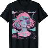 Аниме Девушка Vaporwave Glitchcore Пастельный Гот Потертая Футболка