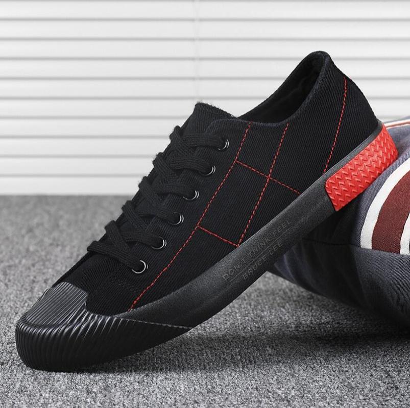 Лето Новые мужские низкие парусиновые туфли Студенческие на шнуровке Повседневная обувь