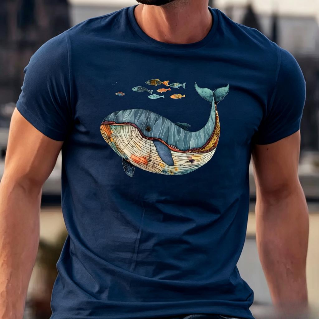 Unisexs Casual Fashion Whale Print Tshirt Soft Polyester Short Sleeve Round Neck The Ideal Choice For Summer Unisexs Clothing