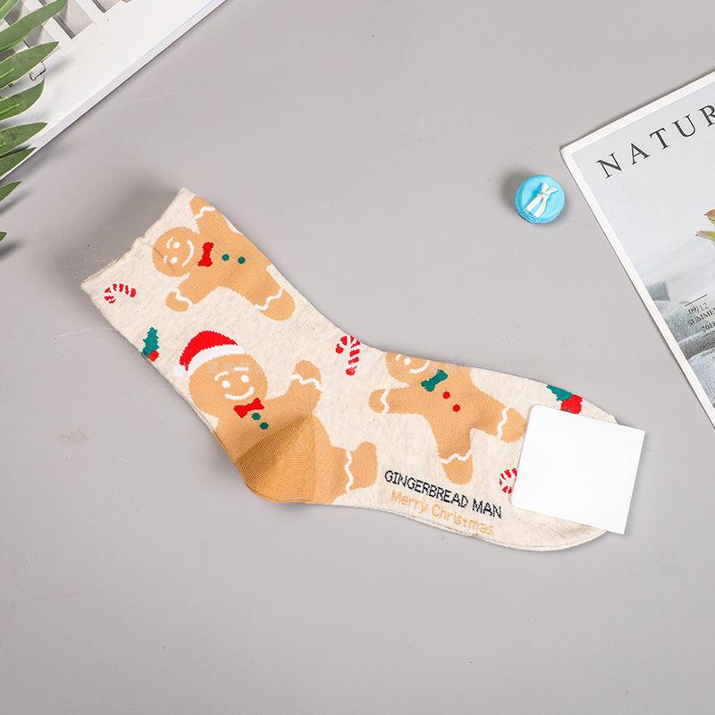10 пар рождественских носков женские осенне-зимние теплые носки снеговик лось пряничный человечек милые мультяшные носки до середины икры Санта-Клаус