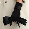 Women's Elegant Touchscreen Gloves, 1 Pair, Winter Warmth, Polyester Fleece Lining, Elastic, Solid Color, Bowknot Design, Breathable Knit