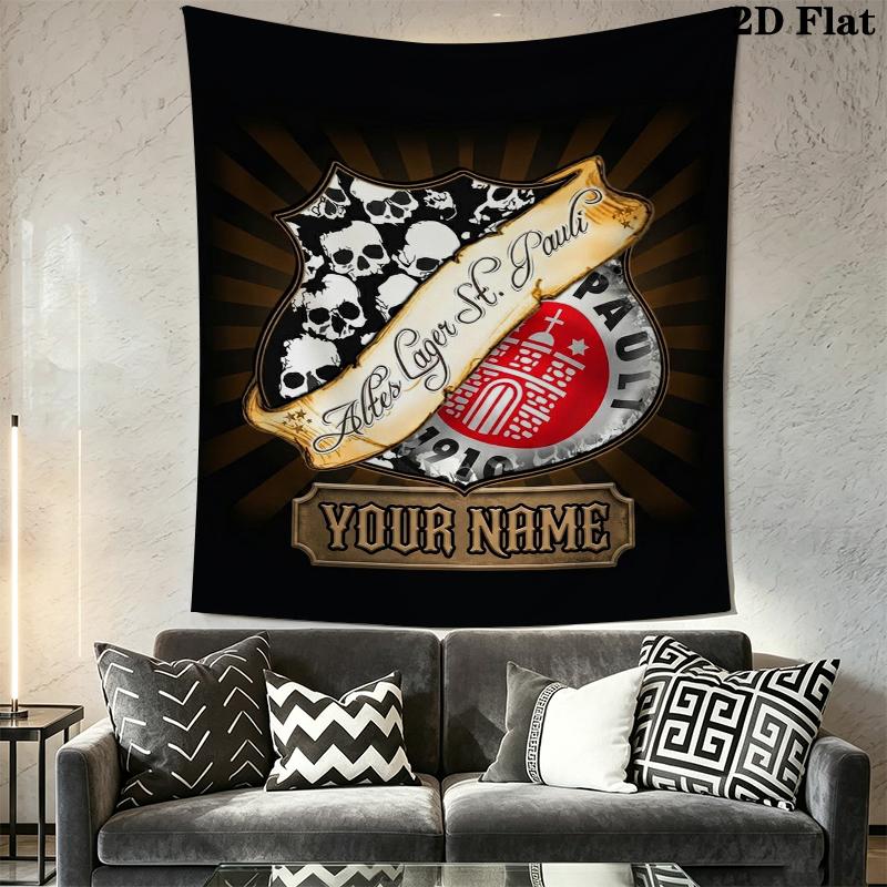 Custom Name St. Pauli Wall Tapestry Aesthetic Wall Hanging Printed Fabric Blanket Decorative Tapestries for Bedroom Living Room Home Decor