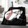 Baseball Action Flannel Blanket Super Soft Warm Cozy Blanket For Sofa Bed Office Travel Allseason Home Decor Gift