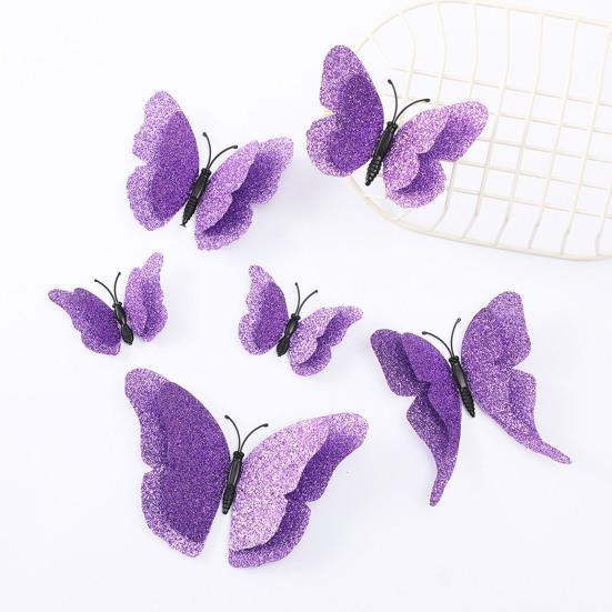 6 Pcs 3D Glitter Butterfly Wall Decor Double Layer Wing Butterfly