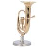 Miniature Tuba Model Brass Gold Plated Musical Instrument Ornament with Storage Box For Desktop Decoration Gifts