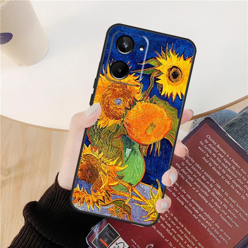 Красивый желтый чехол с подсолнухом для Realme GT Neo 5 3 2 3T 8 9 10 Pro Plus C33 C35 C31 C30 C11 C15 C25 C21Y C55