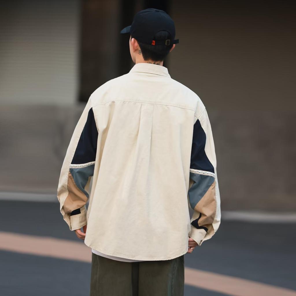 2024 Letter Long Sleeve Shirt Japanese Hong Kong Style Ins Loose Shirt Boys Summer Trendy Versatile Casual Coat