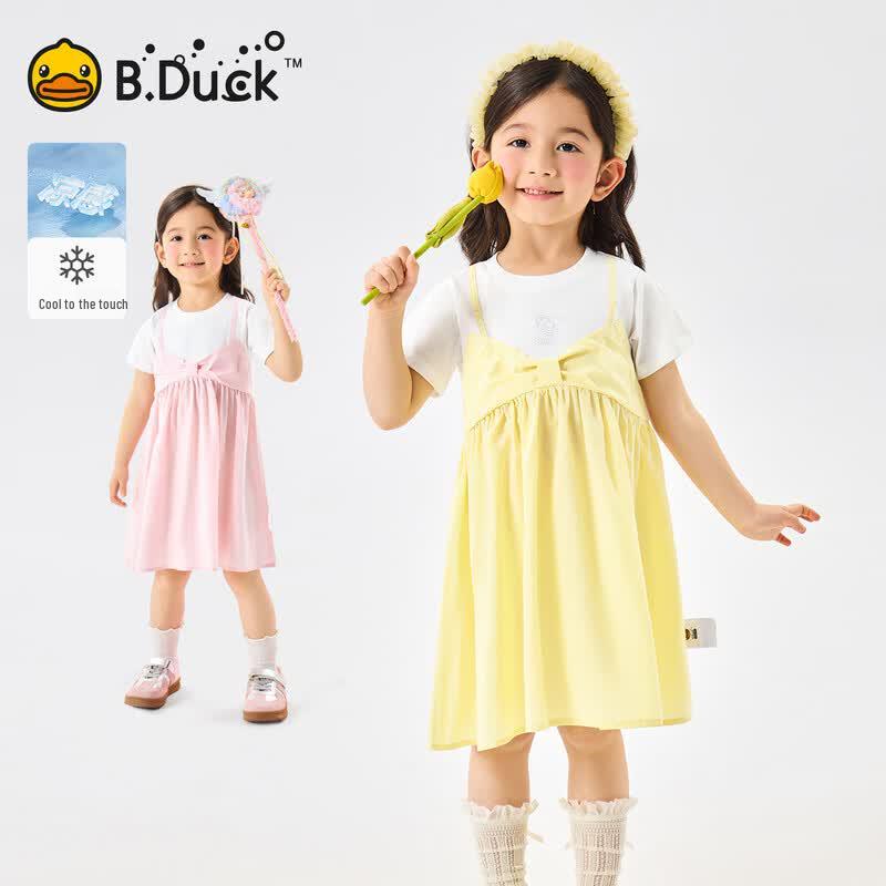 Девочковое платье-футболка с коротким рукавом B.Duck