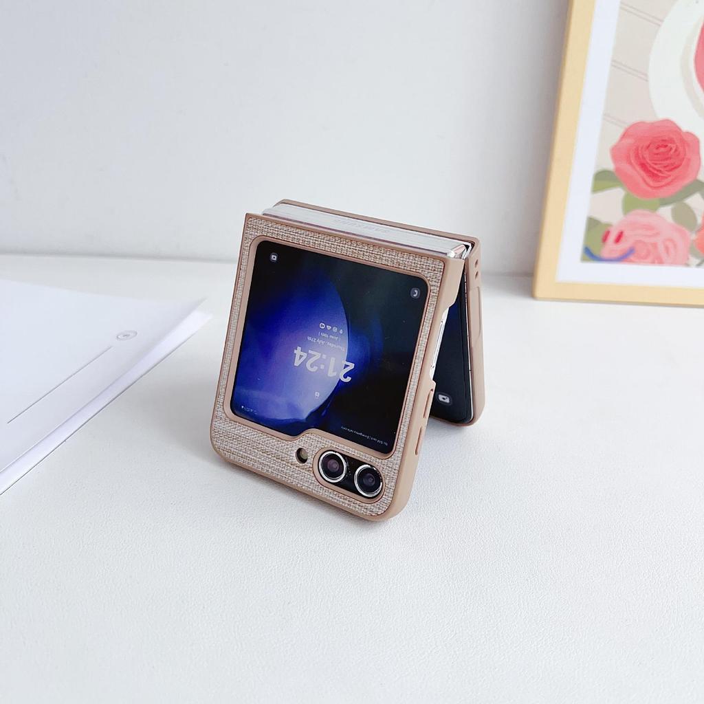 Переливающийся чехол для телефона с текстурой кожи для Samsung Galaxy Z Flip7/6/5/4 - Складная защитная крышка