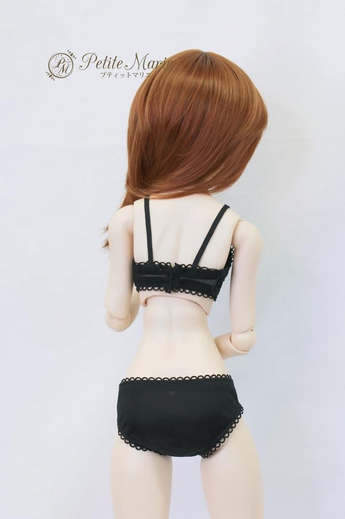 Маленькая Мари DD DDS Кружевной Бюстгальтер и Черный Гладкий Материал с Цветочной Вышивкой и Подходит для 60см BJD Кукол 1/3 S-Бюст Набор, Трусики, Кружево, [№0196]