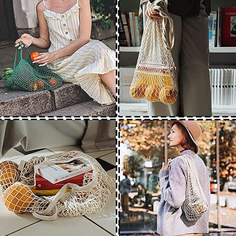 Портативные многоразовые пакеты для продуктов, сумка для фруктов и овощей, моющаяся хлопковая сетка, органический органайзер, сумка-тоут с короткой ручкой