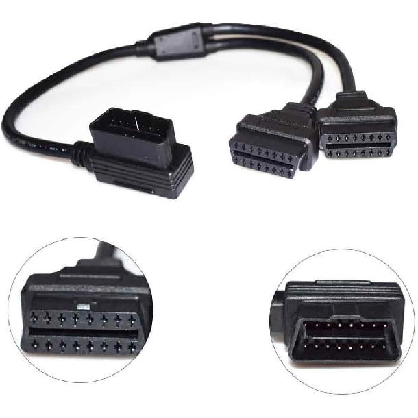 16 Pin OBD2 OBDII Diagnostic Extender Splitter 16 Pin Y Cable - 50CM