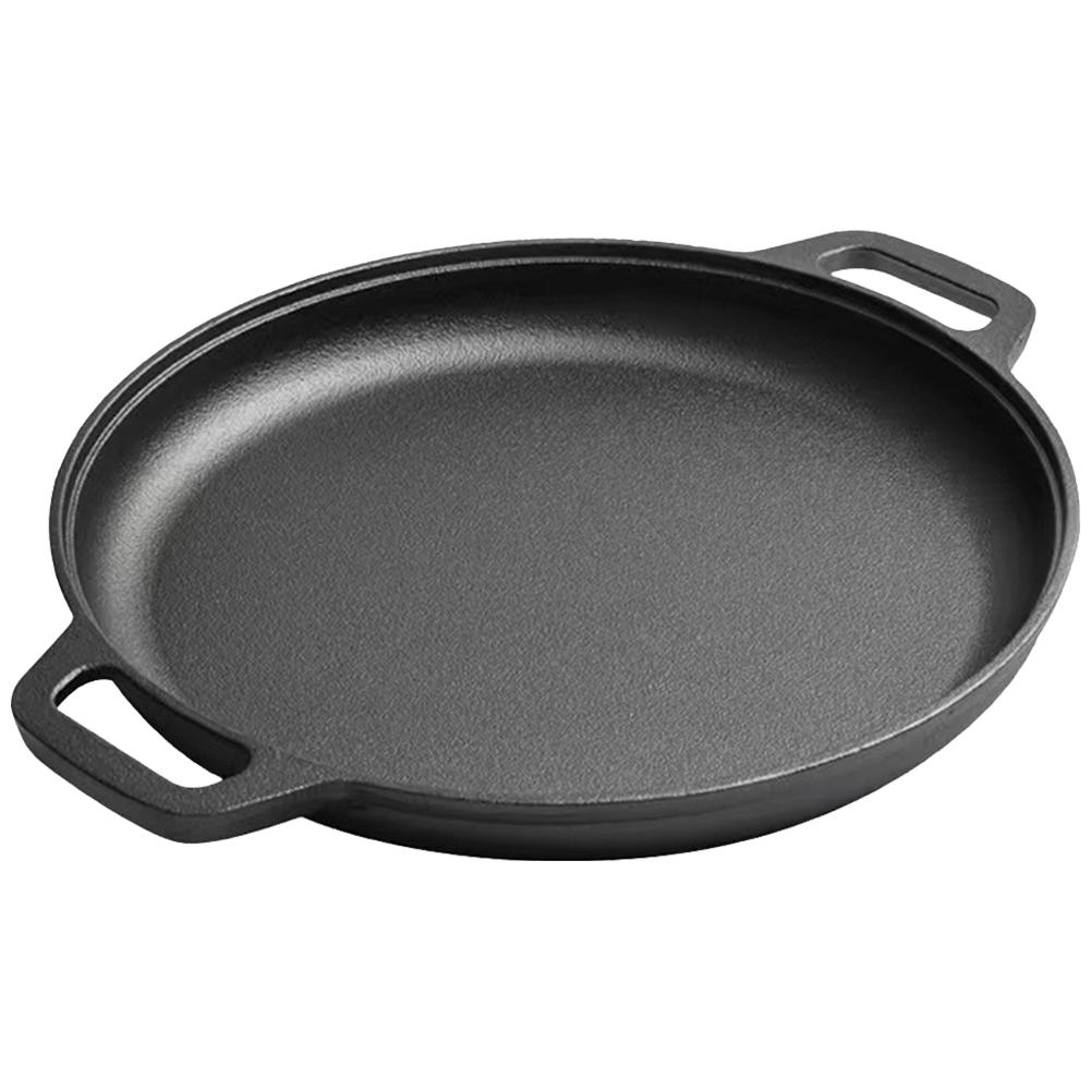 Cast Iron Round Griddle For Crepes And Pizza Non-Stick BBQ Camping Fry Pan Steak Pork Chicken Cooking Pot Kitchen Cooking Pot