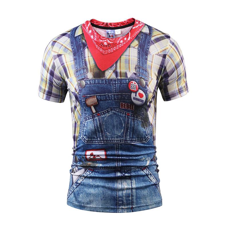 Fashion Tee Top Sleeve Round Suit Tie 3D T-Shirt