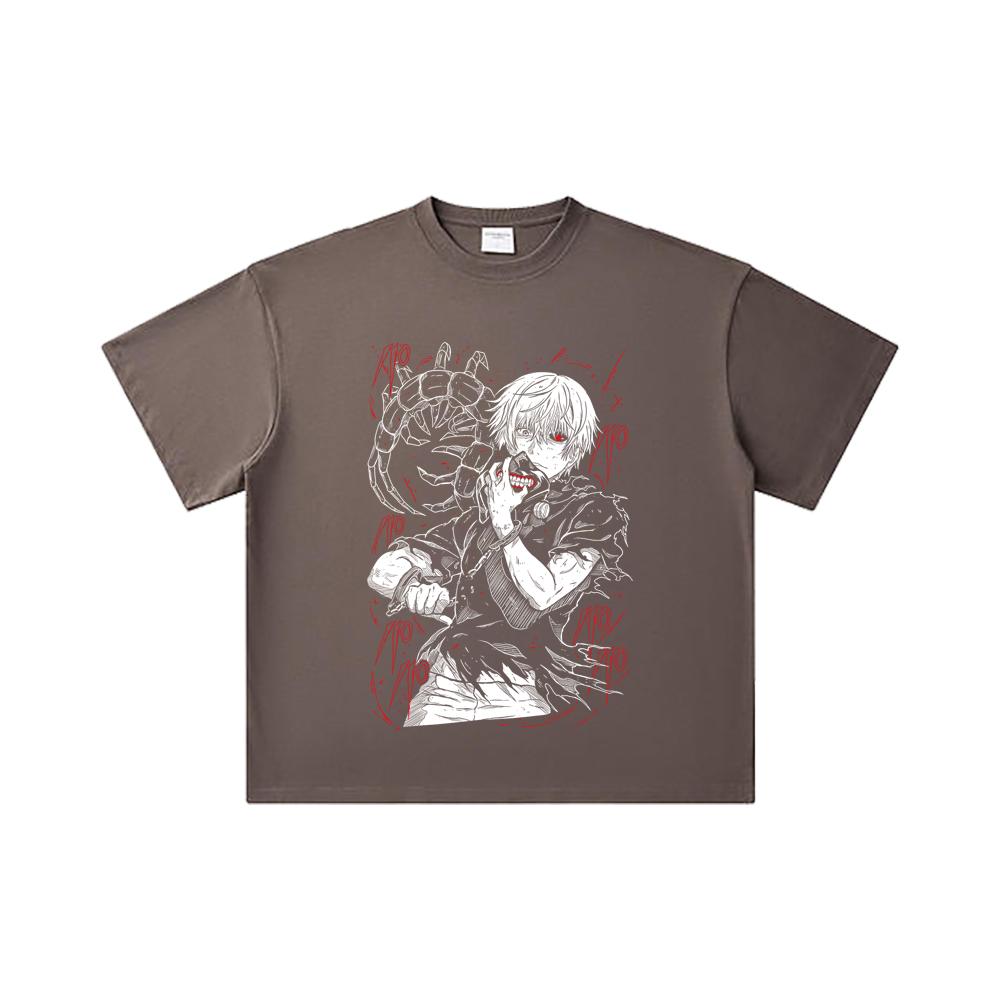 260 GSM Double Yarn 32 Count 100% Cotton Tokyo Ghoul V1 Print Unisex Heavy Cotton T Shirt