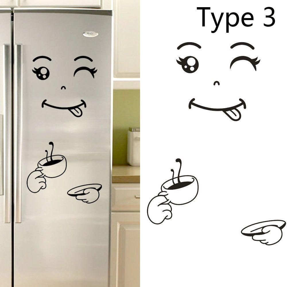 Smile Face Kitchen & Dining Gadget Fridge Sticker Home Decor Refrigerator Decal Wallpaper