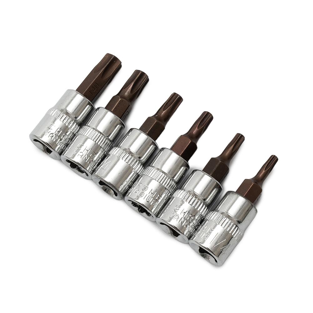 Для набора бит Torx T10-T40, 6 шт., 1/4 дюйма, шестигранный хвостовик, изготовлен из хромованадиевой стали для надежной работы
