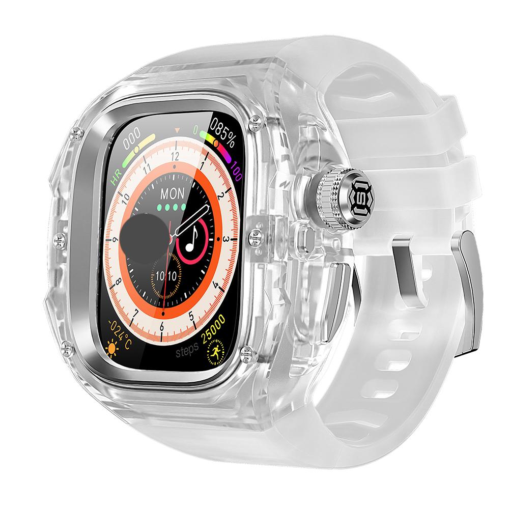 Комплект для модификации из резины для Apple Watch Ultra 3 49 мм Роскосный прозрачный корпус Ремешок для Iwatch Ultra2 1 49 мм Фторкаучуковый комплект для модификации