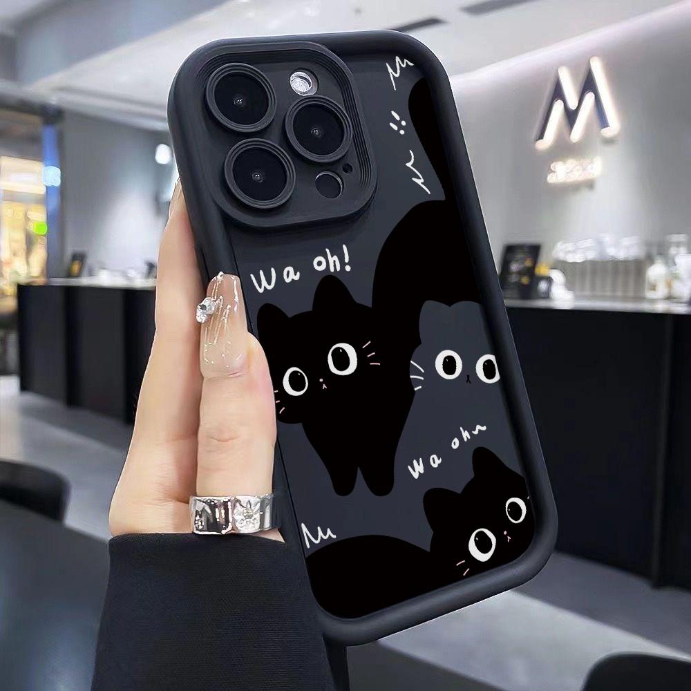 Милый чехол для телефона с черным котом для Xiaomi Redmi Note 14 13 12 12S 11 11S 10 9 Pro Plus A5 A3 14C 13C 12C 10C 9C 4G 5G Мягкий чехол