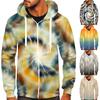 Мужская мода повседневная застежка-молния с градиентным принтом тай-дай и куртка-толстовка с капюшоном