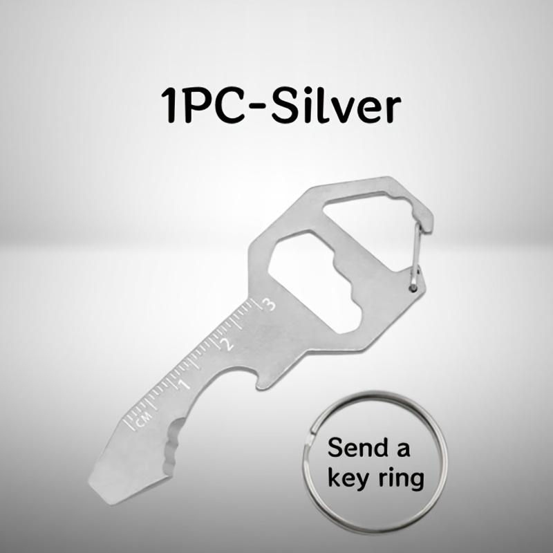 Карманный инструмент-брелок 6 в 1: открывалка для бутылок, отвертка, линейка, гаечный ключ, держатель бит, напильник, портативный дизайн, аксессуары для кемпинга