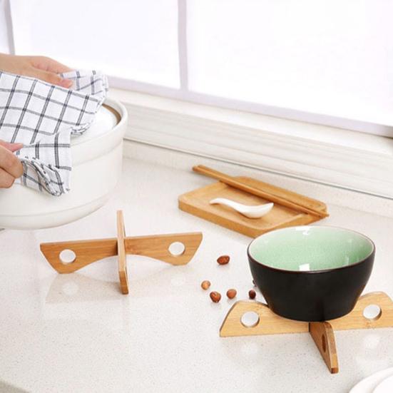 Detachable Bamboo Cross Stand Kitchen Pan Pot Insulated Shelf Heat Dish Holder