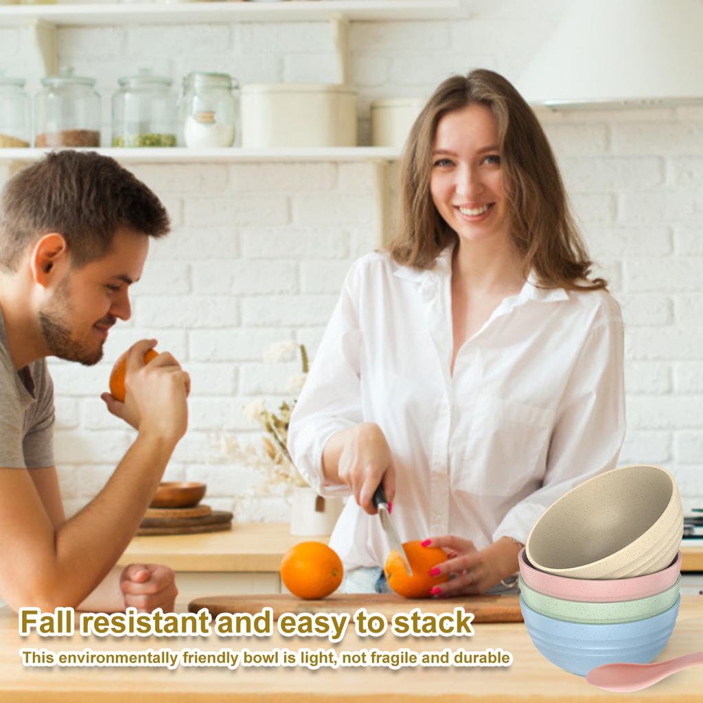 4Pcs Cereal Bowl Set Unbreakable Bowl Lightweight Reusable Dessert and Salad Bowl Durable Breakfast Bowl Soup Bowl Dishwasher