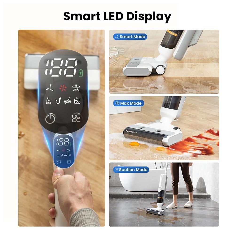 Refurbished Proscenic F10 Pro Cordless Vacuum and Mop, 30min Runtime, Self-Cleaning, LED Screen, All-Around Edge Cleaning