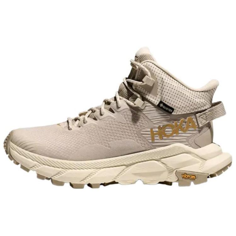 HOKA ONE ONE Trail Code GTX Comfortable Slip Resistant Abrasion Resistant Mid top Hiking Shoes Women's Gray Beige 1123166-OKR