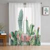 Tropical Plant Cactus Nordic Tulle Curtains For Living Room Home Decor Window Curtain Kitchen Sheer Voile Curtain
