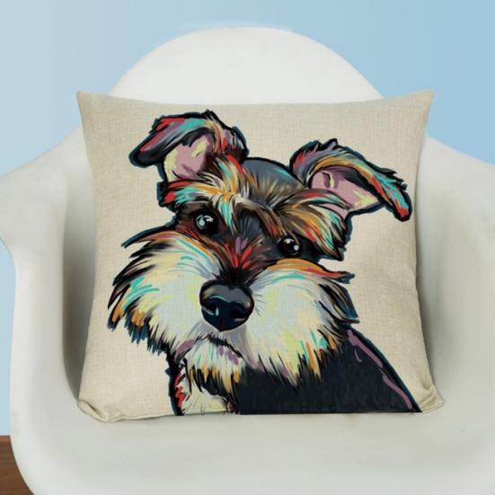 Fashion Cartoon Dog Waist Throw Cushion Cover Linen Pillow Case Home Sofa
