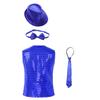 Boys Shiny Sequin Vest Sleeveless V Neck Design Button Front Jazz Dance Costume Vest Set