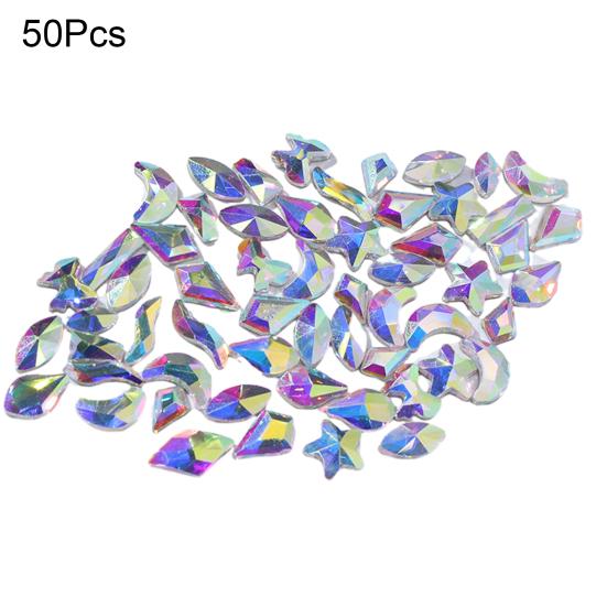 50 шт., стеклянные стразы для ногтей «Аврора», «сделай сам», стразы для дизайна ногтей, стразы с плоским дном, для потрясающего вечернего образа