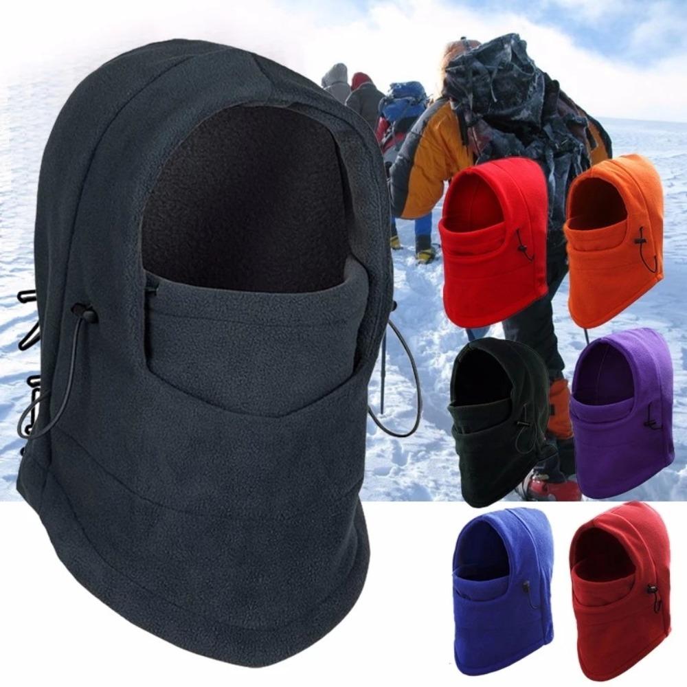 Protection Skullies Scarf Fleece Mask Outdoor Beanies Hat Women Winter Cap Pullover Cap Hooded Hat