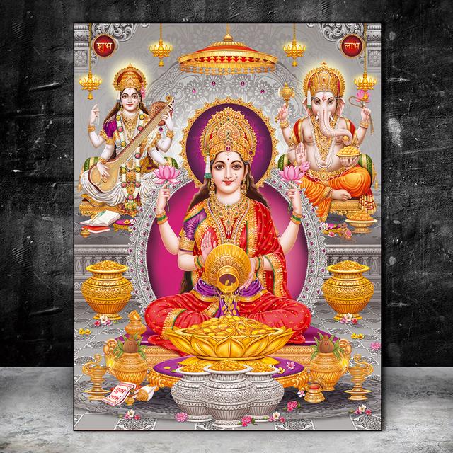 Религия Индия Золото Храм Ганеши Холст Картина Слон Бог Плакат Печать Настенная Картина для Гостиной Настенный Декор Куадрос